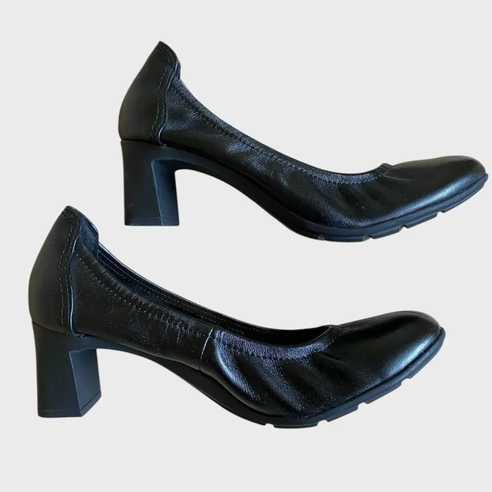 Clarks Neiley Pearl Women's Slip-On Pumps Heels Size 10 Black Leather Shoes